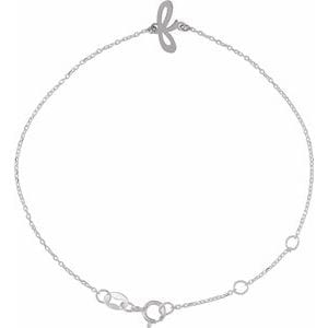 14K WHITE INITIAL F 6 1/2-7 1/2" BRACELET