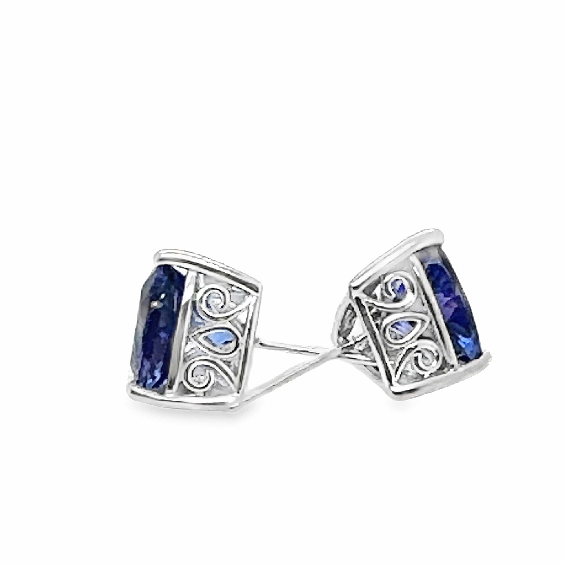 14KW 5.21 CTW TRILLION CUT TANZANITE STUD EARRINGS