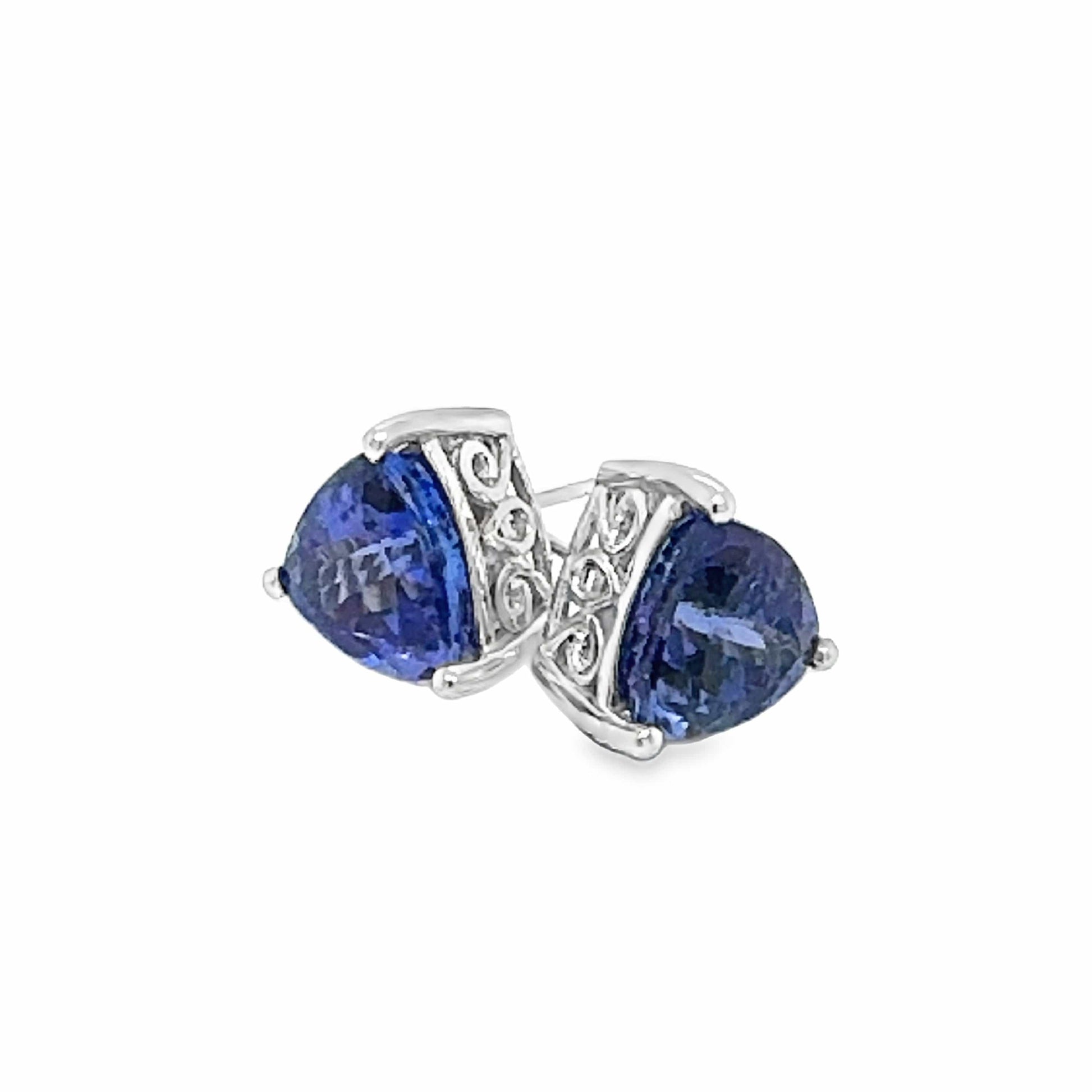 14KW 5.21 CTW TRILLION CUT TANZANITE STUD EARRINGS