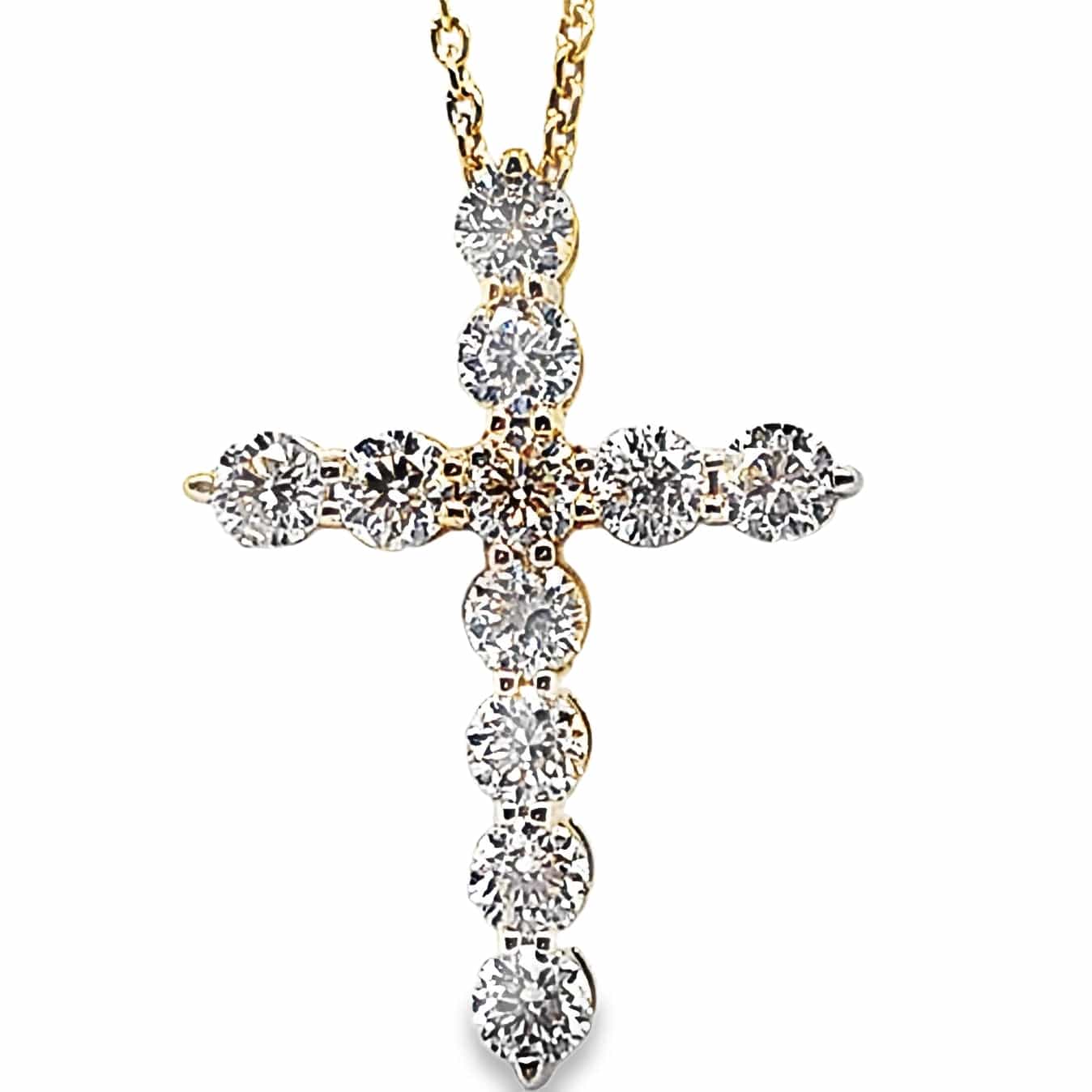 14K GOLD DIAMOND CROSS PENDANT 2.18 CT WITH CHAIN