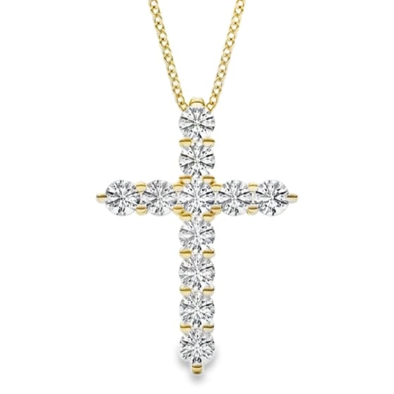 14K GOLD DIAMOND CROSS PENDANT NECKLACE 4.97 CT