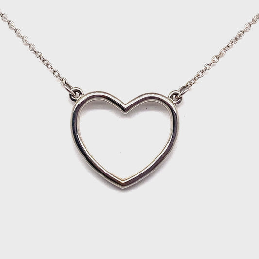 14K WHITE GOLD HEART SHAPE NECKLACE