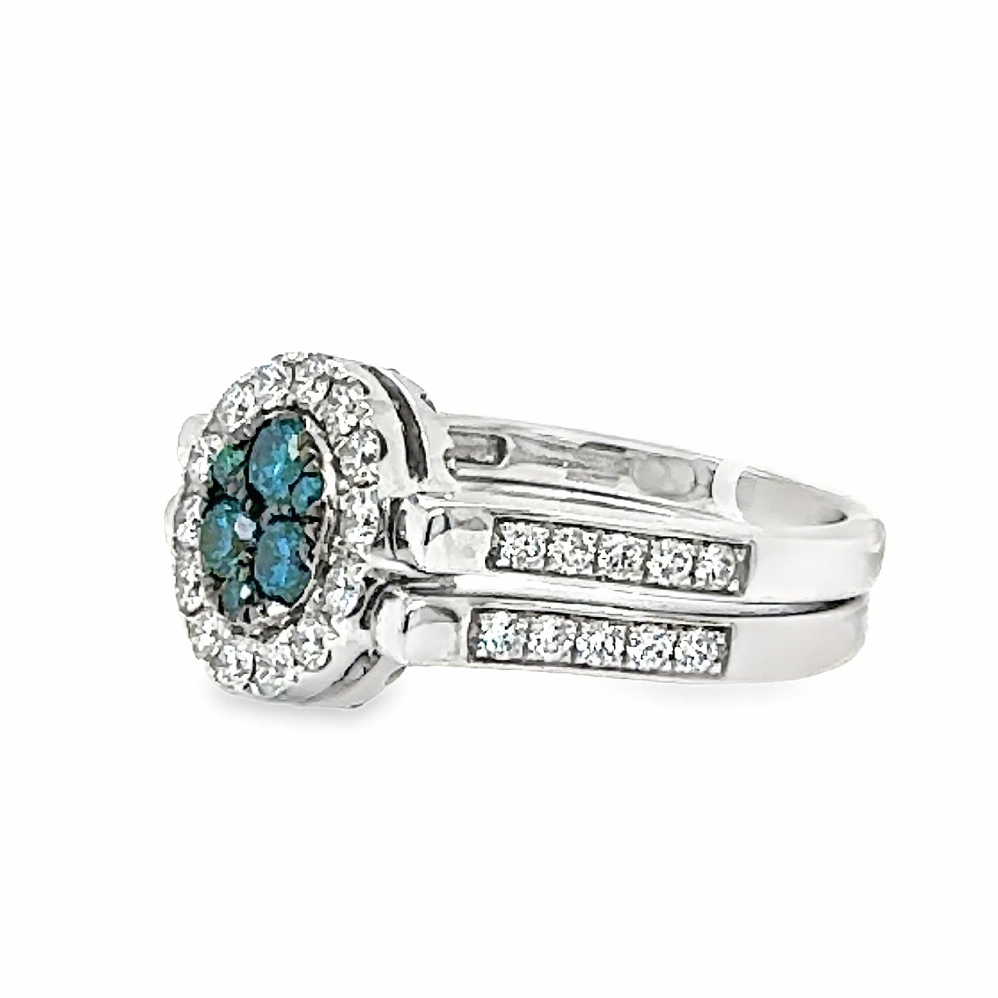 14KW BLUE AND WHITE DIAMOND FASHION RING 1.38 CTW