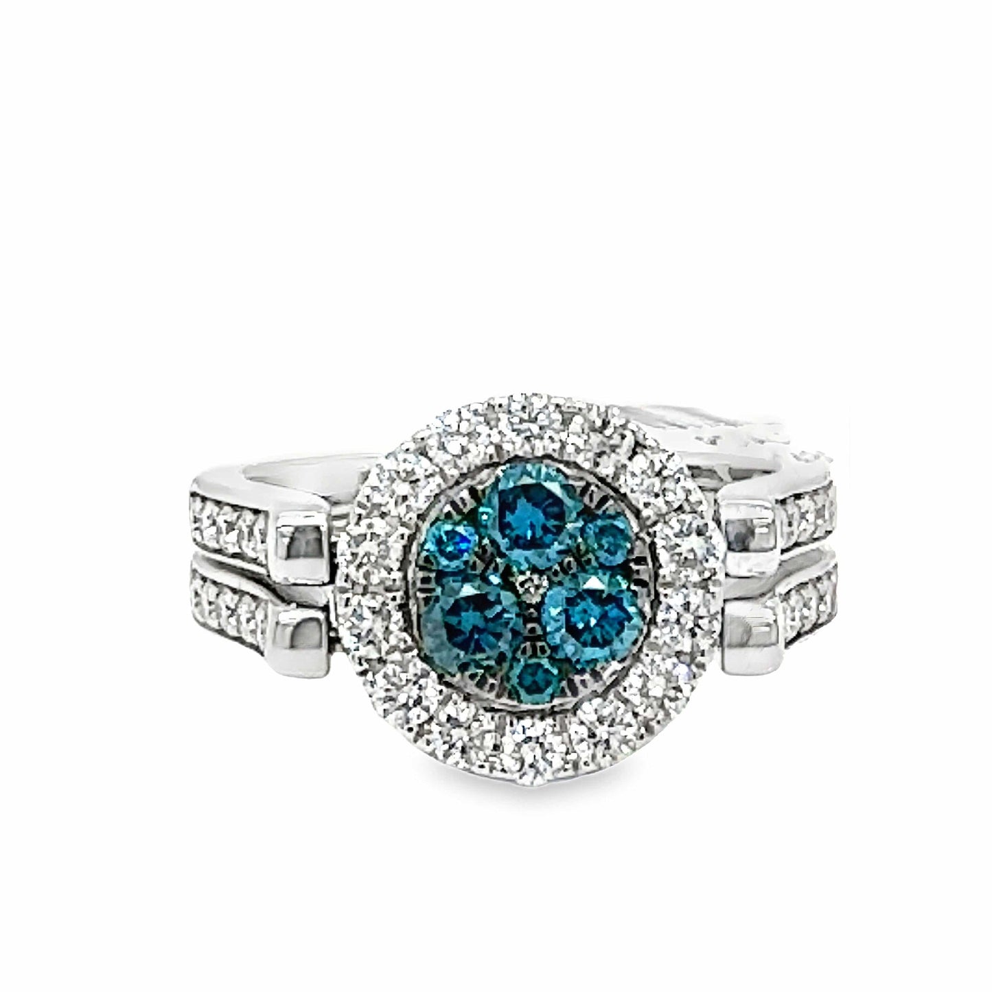 14KW BLUE AND WHITE DIAMOND FASHION RING 1.38 CTW