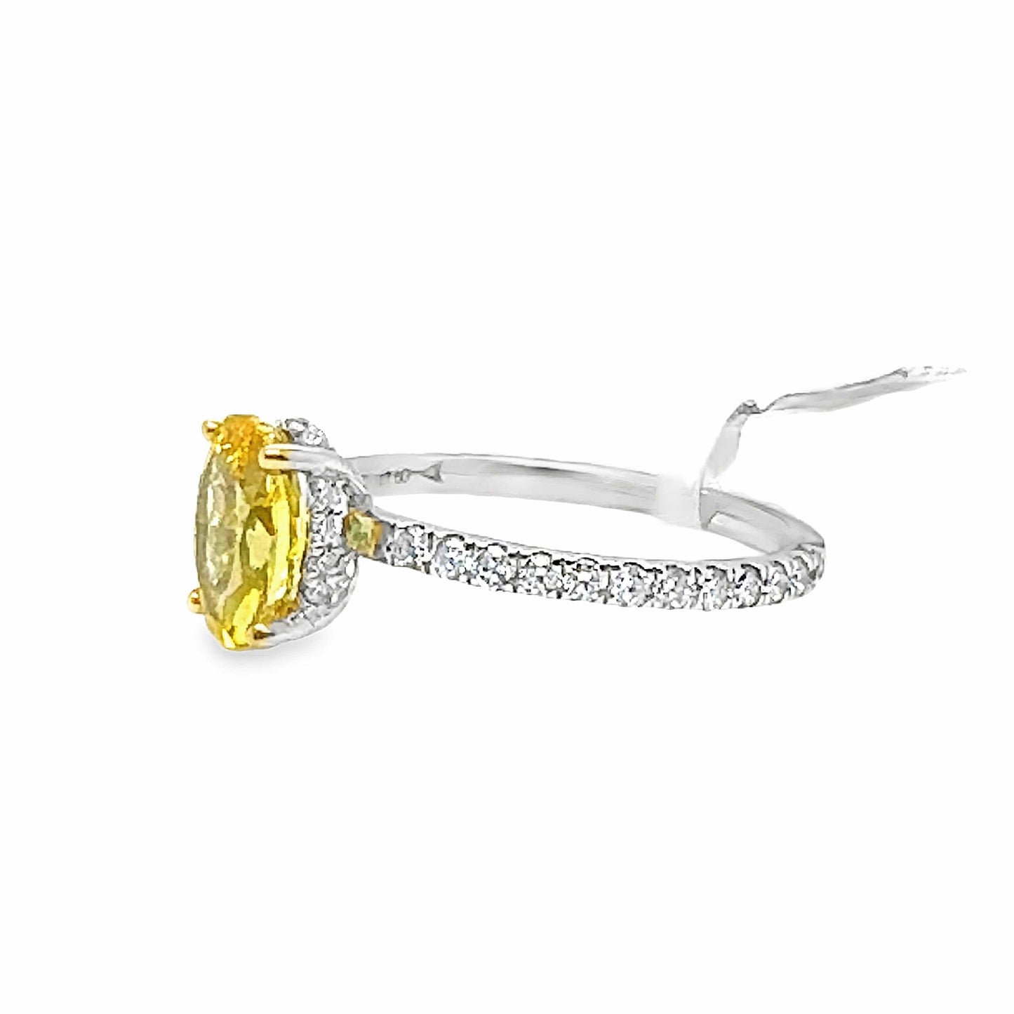 14KW LAB GROWN 1.55 CT YELLOW DIAMOND FASHION RING 0.5CTW ACCENT DIAMONDS