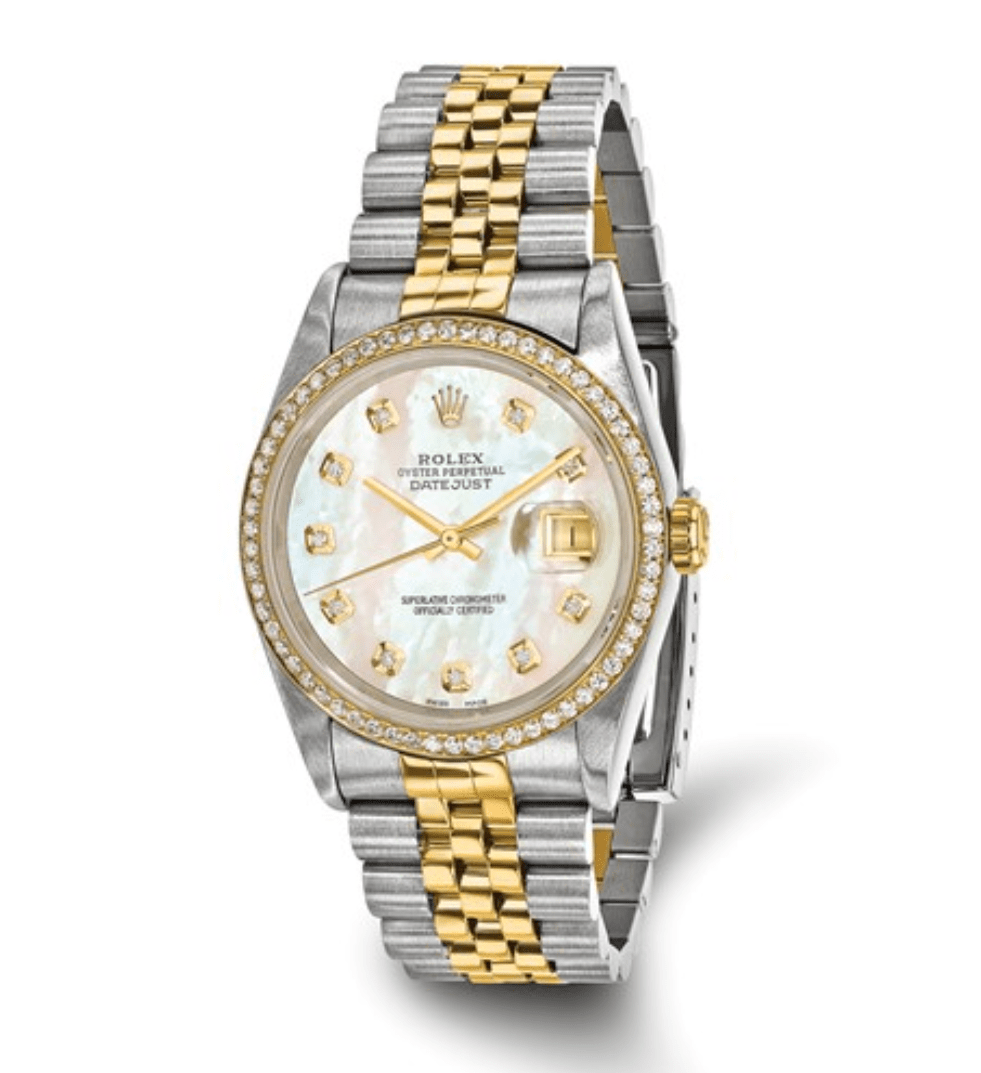 Rolex 36mm Datejust Two-Tone with Mother-of-Pearl Diamond Dial & Diamond Bezel