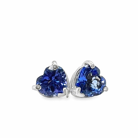 14KW HEART SHAPE 6MM TANZANITE STUDS 2 CTW