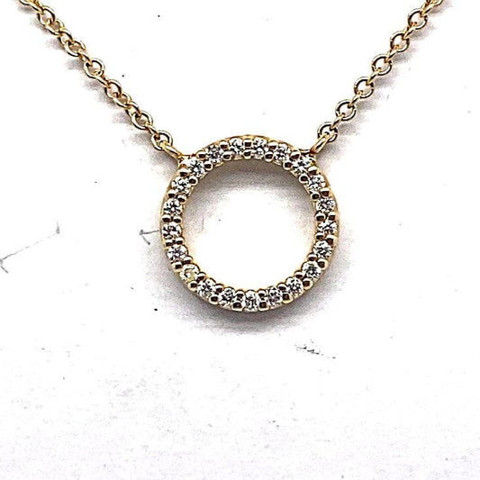 14K YELLOW GOLD 1/10 CT TW NATURAL ROUND BRILLIANT DIAMOND CIRCLE NECKLACE