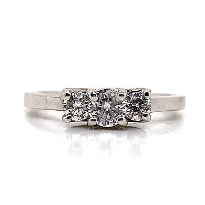 14K WHITE GOLD 1/2 CT TW ROUND BRILLIANT GH/SI NATURAL DIAMONDS 3-STONE STYLE RING