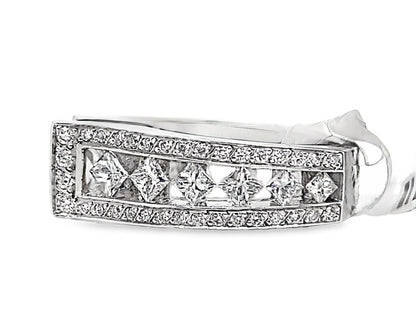14K WHITE GOLD CZ CENTER (7 MM PRINCESS) 2.25CT TW NATURAL PRINCESS AND ROUND BRILLIANT DIAMOND ACCENT FLOATING PRINCESS STYLE RING