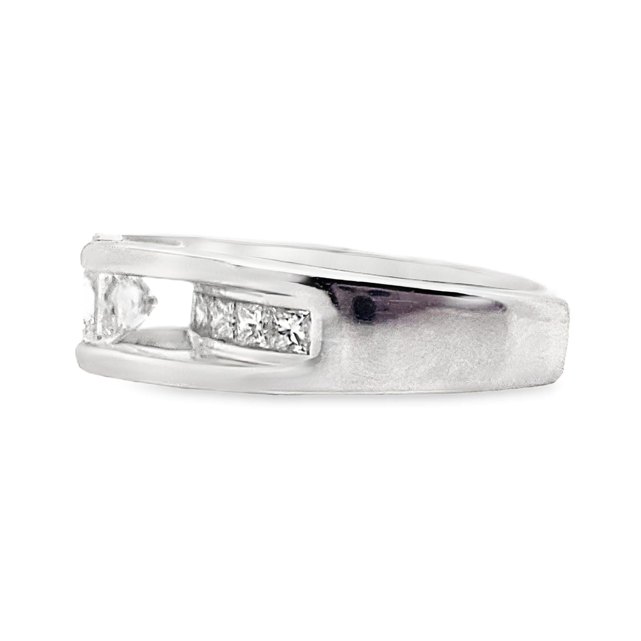 14K WHITE 1.01 CT NATURAL PRINCESS CUT DIAMOND CENTER F-G/SI2  1.15 CT TW NATURAL PRINCESS DIAMOND ACCENT CUSTOM RING