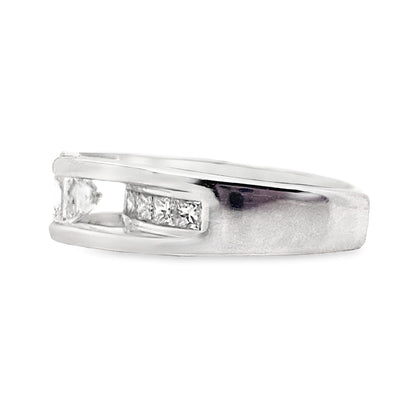 14K WHITE 1.01 CT NATURAL PRINCESS CUT DIAMOND CENTER F-G/SI2  1.15 CT TW NATURAL PRINCESS DIAMOND ACCENT CUSTOM RING