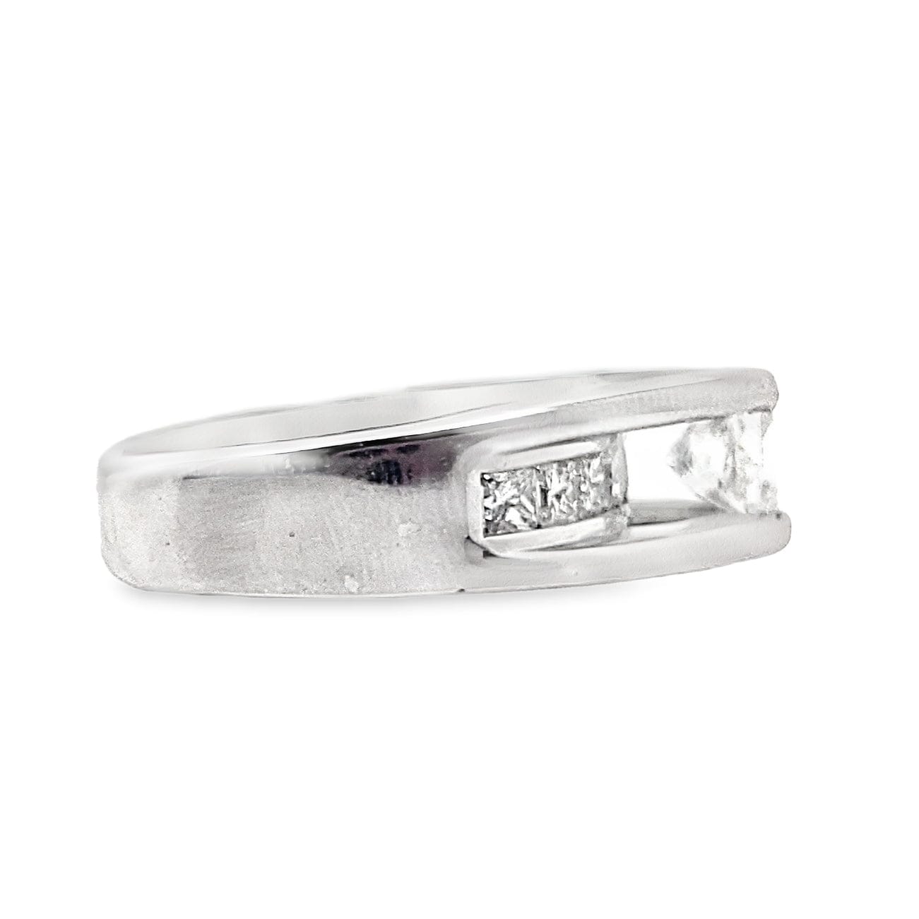 14K WHITE 1.01 CT NATURAL PRINCESS CUT DIAMOND CENTER F-G/SI2  1.15 CT TW NATURAL PRINCESS DIAMOND ACCENT CUSTOM RING