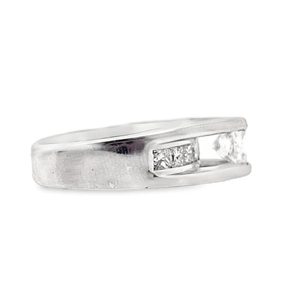 14K WHITE 1.01 CT NATURAL PRINCESS CUT DIAMOND CENTER F-G/SI2  1.15 CT TW NATURAL PRINCESS DIAMOND ACCENT CUSTOM RING