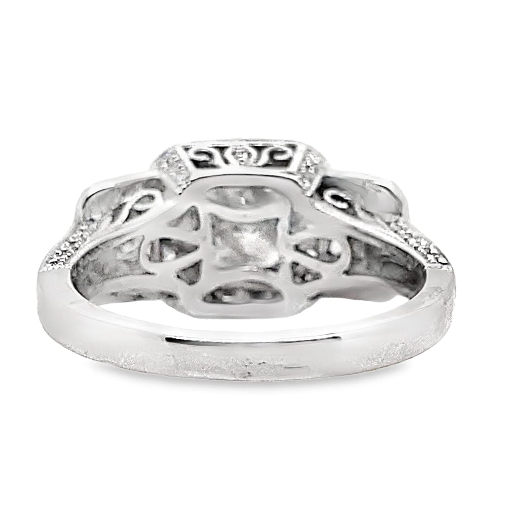 18K WHITE GOLD 1.01 CT PRINCESS CUT I1 I CENTER DIAMOND WITH .80 CT ACCENT ENGAGEMENT RING
