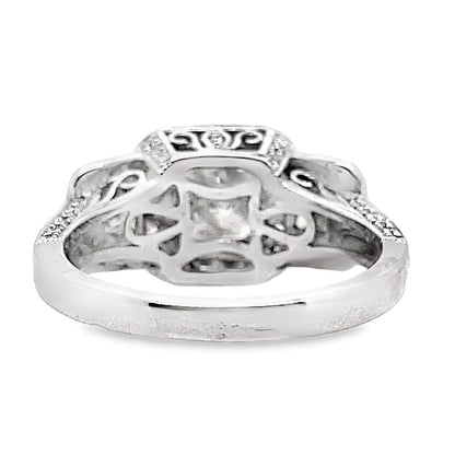 18K WHITE GOLD 1.01 CT PRINCESS CUT I1 I CENTER DIAMOND WITH .80 CT ACCENT ENGAGEMENT RING