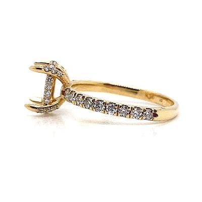 14K YELLOW GOLD NO CENTER (10X6 MM OVAL) .75CT TW ROUND BRILLIANT LAB GROWN DIAMOND ACCENT  HIDDEN HALO STYLE RING
