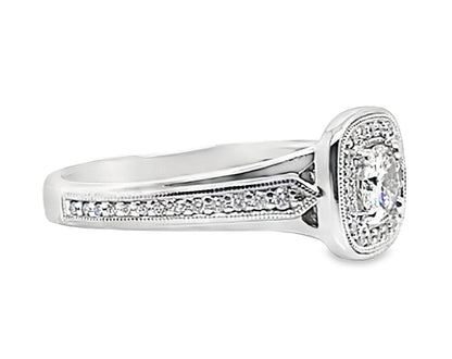14K WHITE GOLD 1/2 CT DIAMOND RING WITH 1/4 CT ACCENT DIAMONDS