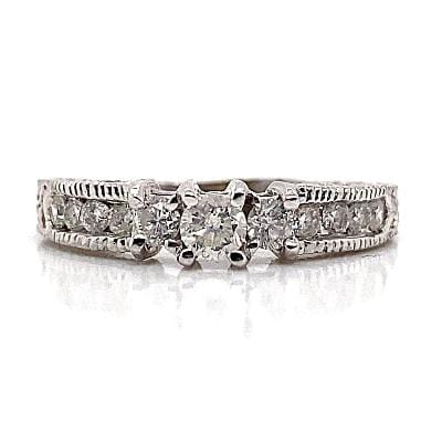 14K WHITE GOLD 1/3 CT TW NATURAL ROUND BRILLIANT ALL DIAMOND H-I/I2 ENGAGEMENT RING