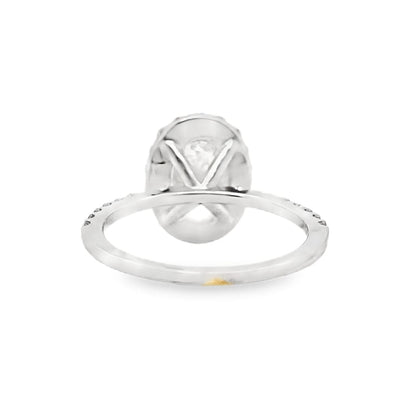 14K WHITE 1.52 CT OVAL H/SI1 NATURAL DIAMOND (E.G.L.USA CERTIFIED) 1CT TW NATURAL ROUND BRILLIANT DIAMOND HALO STYLE RING