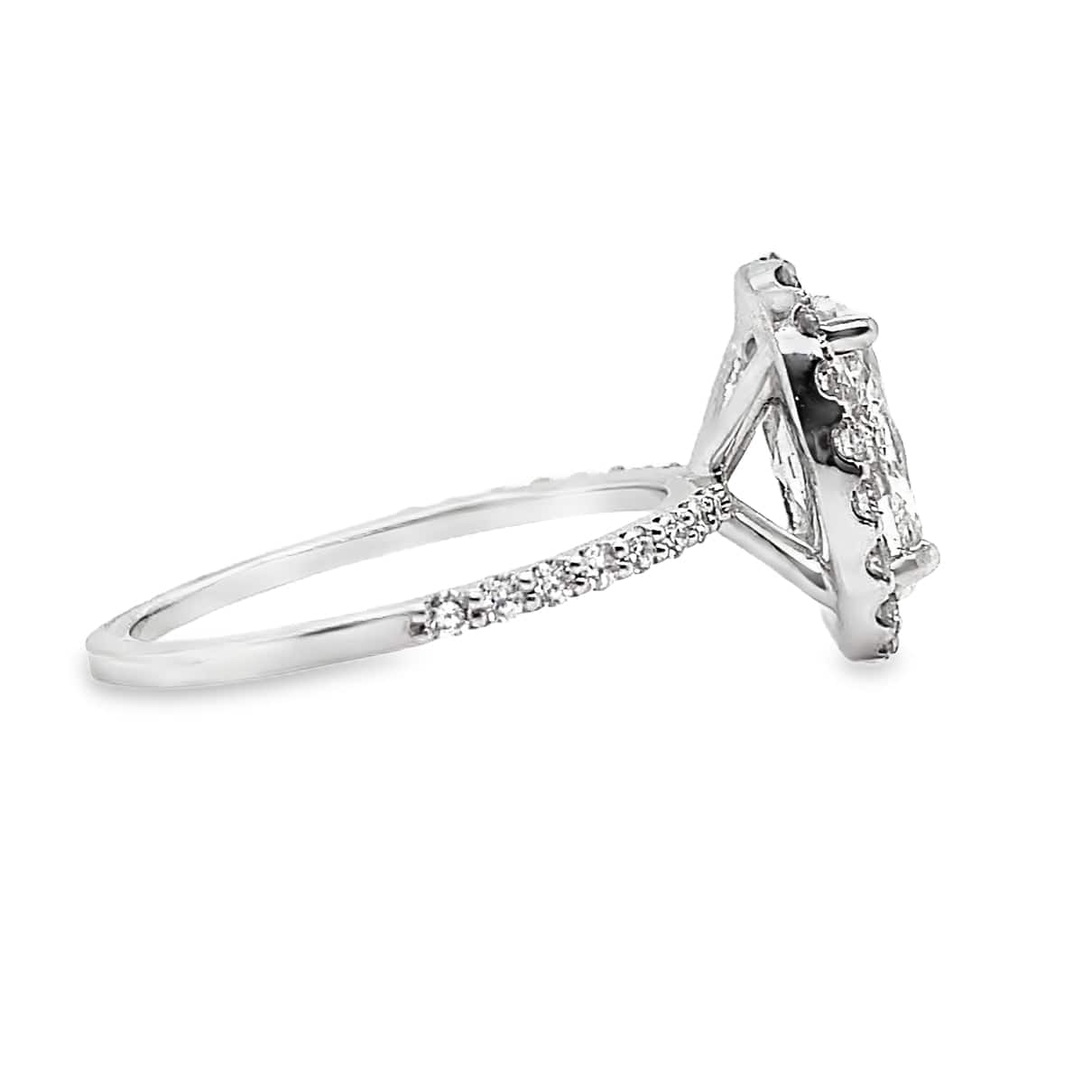 14K WHITE 1.52 CT OVAL H/SI1 NATURAL DIAMOND (E.G.L.USA CERTIFIED) 1CT TW NATURAL ROUND BRILLIANT DIAMOND HALO STYLE RING