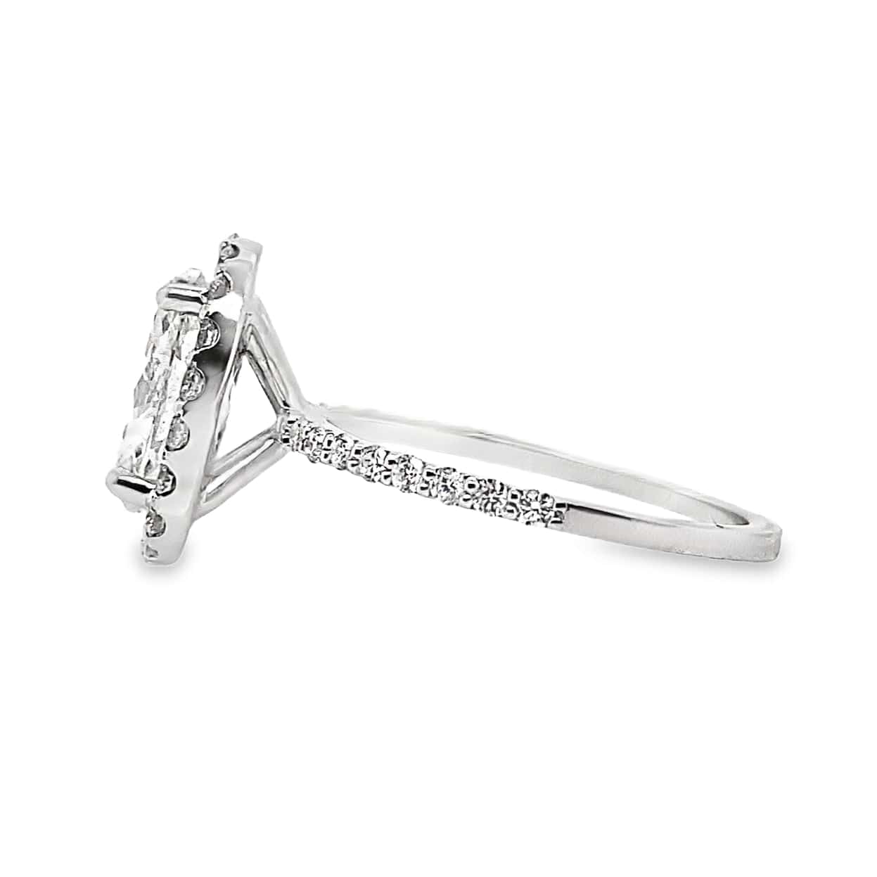 14K WHITE 1.52 CT OVAL H/SI1 NATURAL DIAMOND (E.G.L.USA CERTIFIED) 1CT TW NATURAL ROUND BRILLIANT DIAMOND HALO STYLE RING
