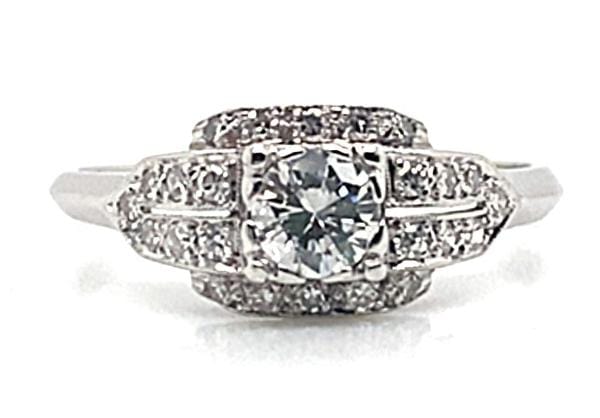PLATINUM .60 CT TW ALL DIAMOND ANTIQUE RING ESTATE
