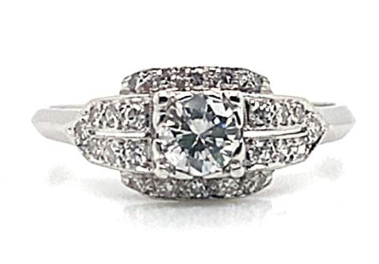 PLATINUM .60 CT TW ALL DIAMOND ANTIQUE RING ESTATE