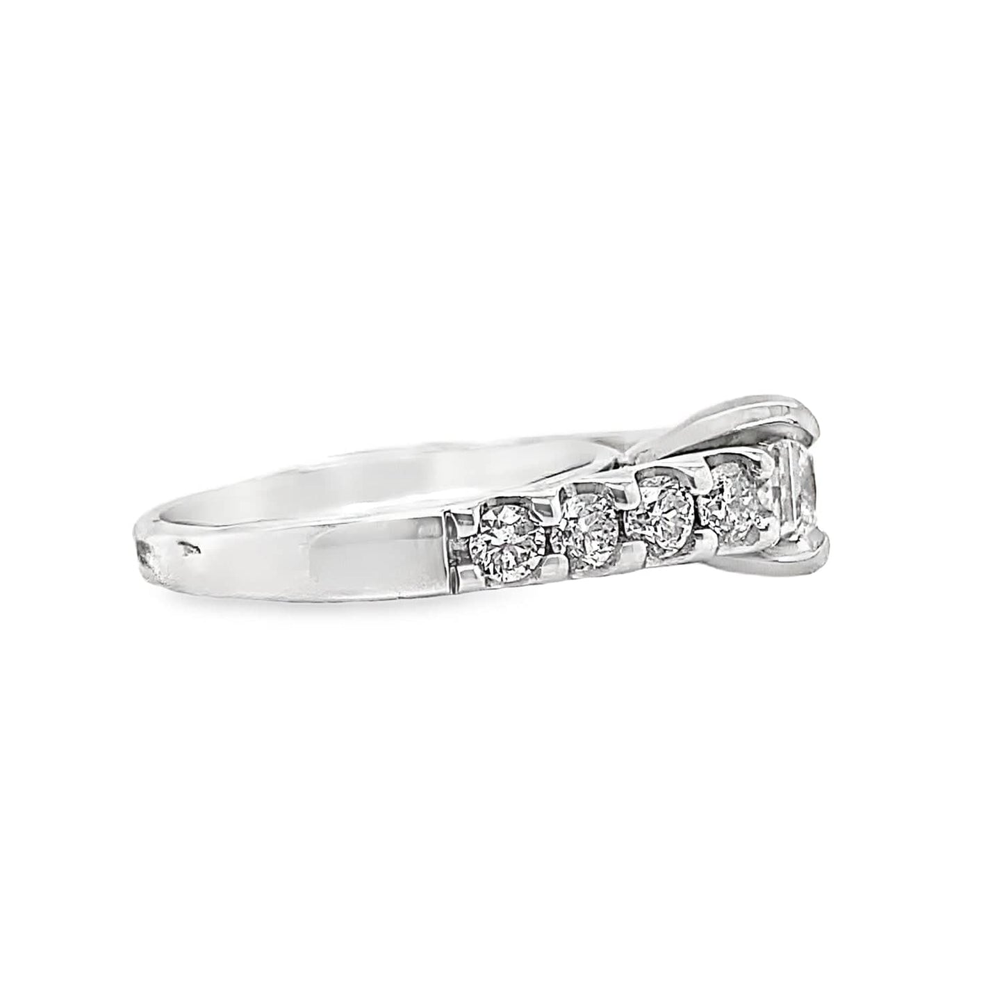 14K WHITE GOLD .80 CT NATURAL PRINCESS CUT DIAMOND CENTER H/VS2  .45 CT TW NATURAL ROUND BRILLIANT DIAMOND ACCENT  ENGAGEMENT RING