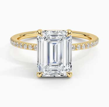 14K YELLOW GOLD 1.91 CT EMERALD CUT J/SI1 LAB GROWN DIAMOND CENTER  1/5 CT TW LAB GROWN DIAMOND ACCENT RING