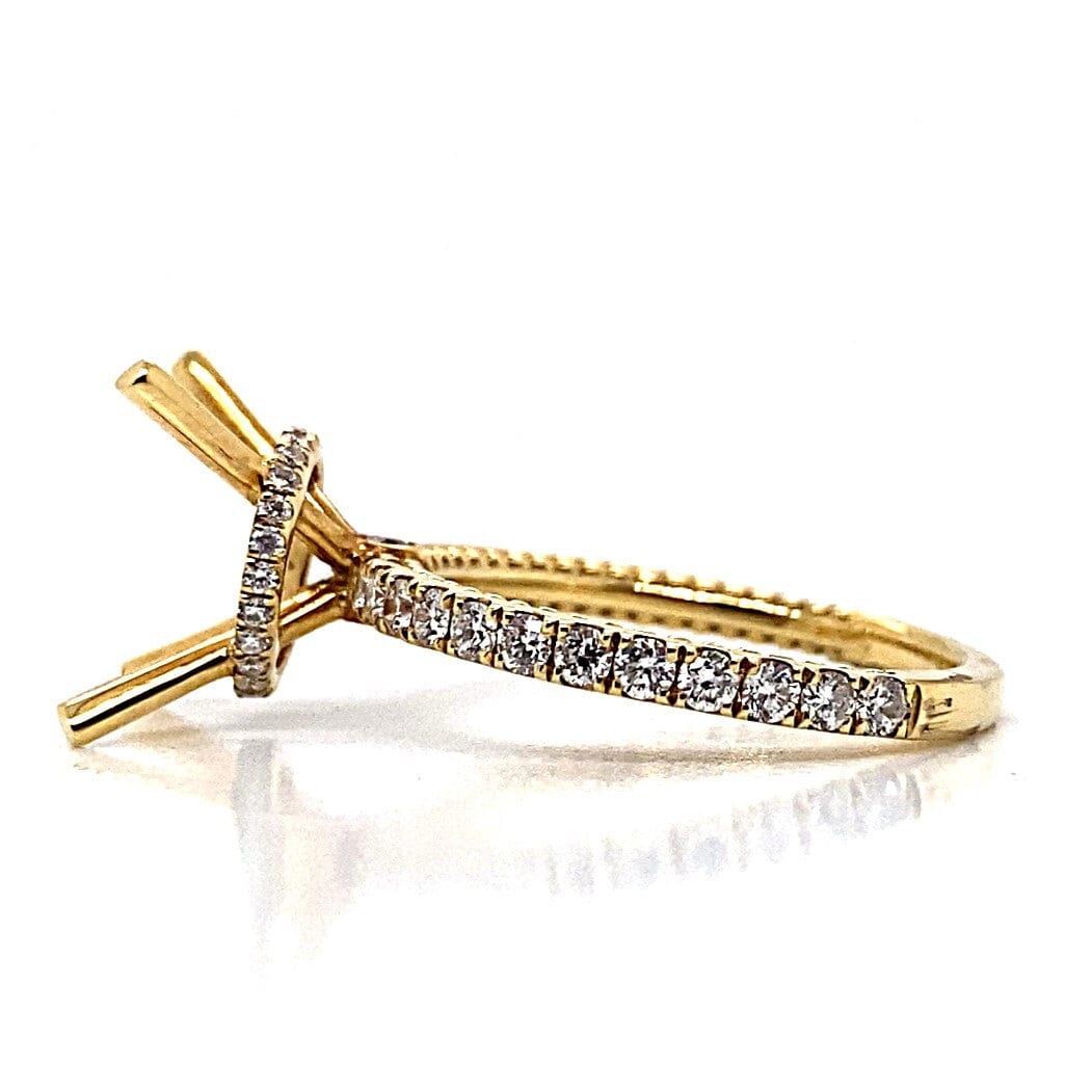 18K YELLOW GOLD NO CENTER (9 MM RBC) .67 CT TW NATURAL ROUND BRILLIANT DIAMOND ACCENT  HIDDEN HALO STYLE RING
