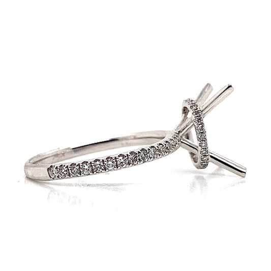 18K WHITE GOLD NO CENTER (12X6 MM OVAL) .39 CT TW NATURAL ROUND BRILLIANT DIAMOND ACCENT HIDDEN HALO STYLE RING