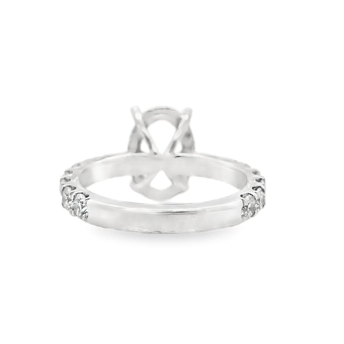 14K WHITE GOLD NO CENTER (10X6 MM OVAL) 1.50 CT TW NATURAL ROUND BRILLIANT DIAMOND ACCENT HIDDEN HALO STYLE RING