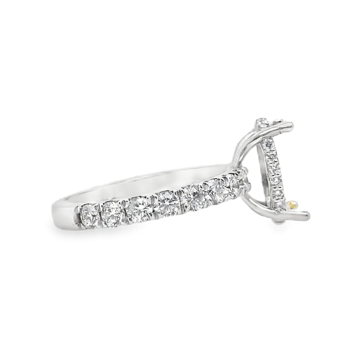14K WHITE GOLD NO CENTER (10X6 MM OVAL) 1.50 CT TW NATURAL ROUND BRILLIANT DIAMOND ACCENT HIDDEN HALO STYLE RING