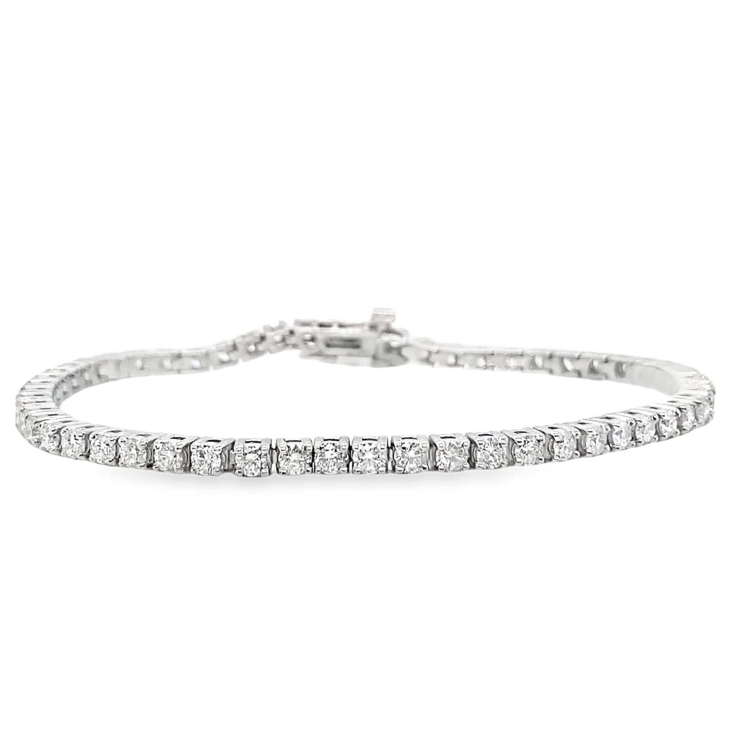 14K WHITE GOLD 4.15CT TW NATURAL ROUND BRILLIANT DIAMOND G-H/SI PRONG SET TENNIS BRACELET 7"