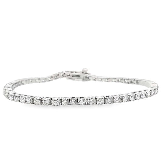 14K WHITE GOLD 4.15CT TW NATURAL ROUND BRILLIANT DIAMOND G-H/SI PRONG SET TENNIS BRACELET 7"