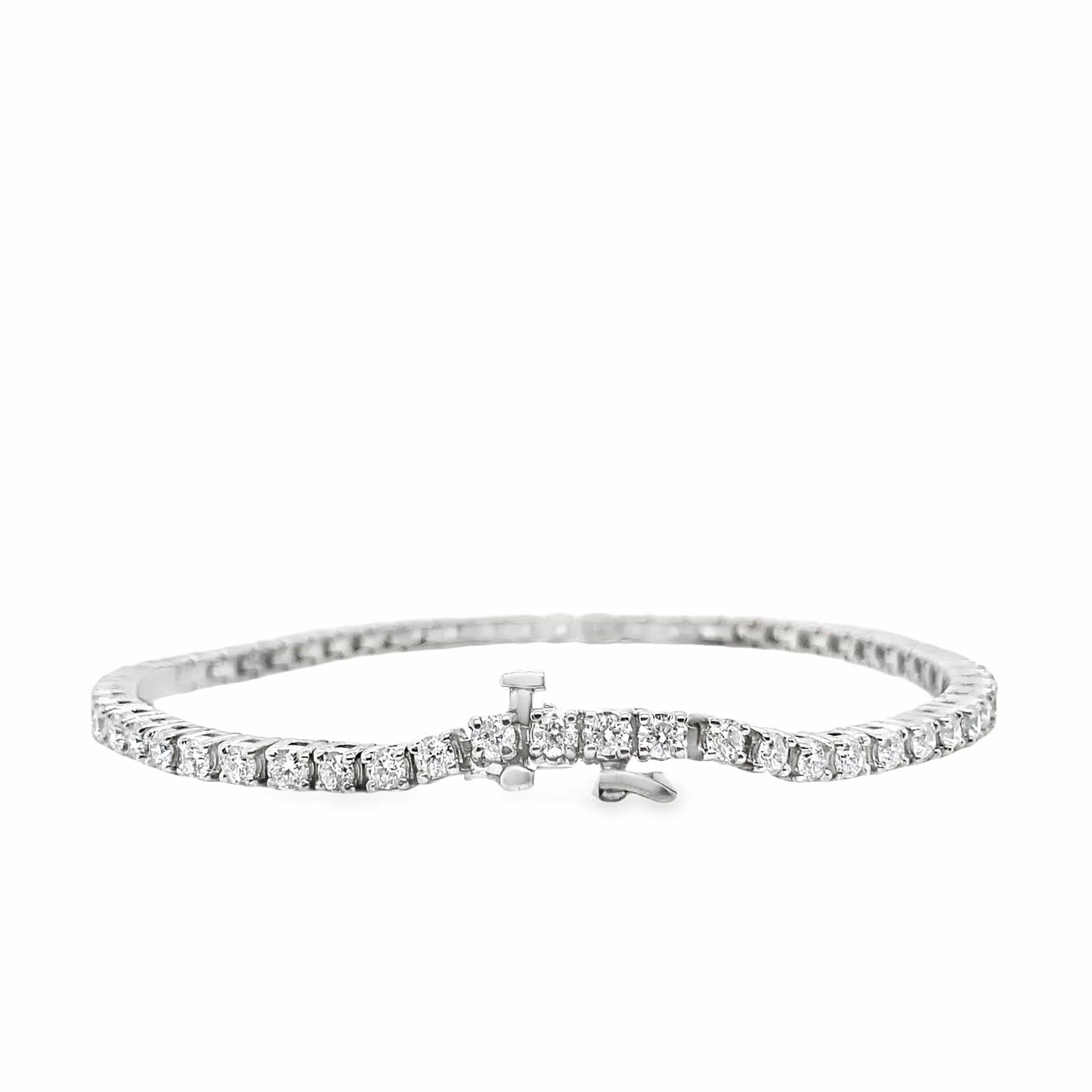14K WHITE GOLD 4.15CT TW NATURAL ROUND BRILLIANT DIAMOND G-H/SI PRONG SET TENNIS BRACELET 7"