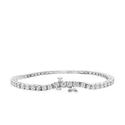 14K WHITE GOLD 4.15CT TW NATURAL ROUND BRILLIANT DIAMOND G-H/SI PRONG SET TENNIS BRACELET 7"