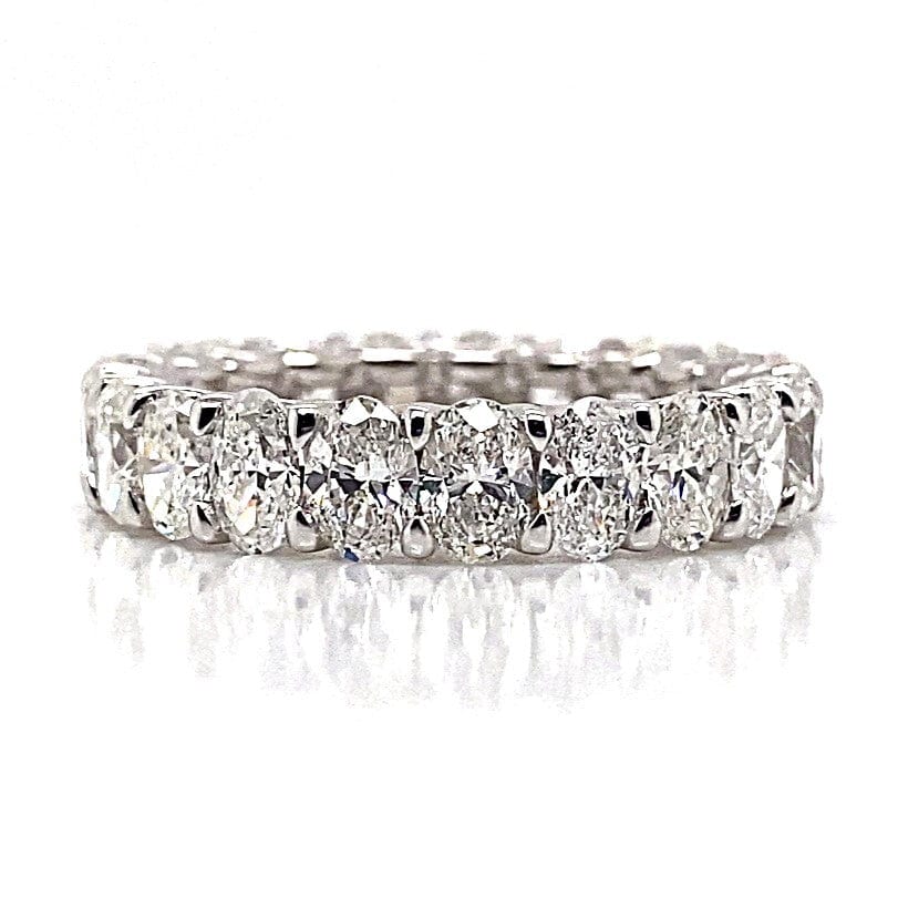 18K WHITE GOLD 4.15 CT TW NATURAL OVAL SHAPE DIAMOND U-SHAPE ETERNITY BAND