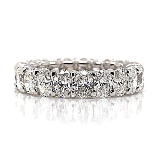 18K WHITE GOLD 4.15 CT TW NATURAL OVAL SHAPE DIAMOND U-SHAPE ETERNITY BAND