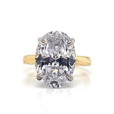 14K YELLOW GOLD CZ CENTER (14X10 MM OVAL)  SOLITAIRE ENGAGEMENT RING