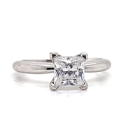 14K WHITE GOLD SOLITAIRE PRINCESS CUT CZ (5.5MM) CENTER