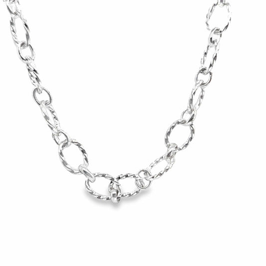 STERLING SILVER FANCY PATTERNED ROLO CHAIN 24" 6.1 MM