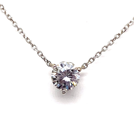 Christopher Fine Diamonds 14K WHITE GOLD  0.66CT (5.5 MM) ROUND BRILLIANT MOISSANITE SOLITAIRE NECKLACE