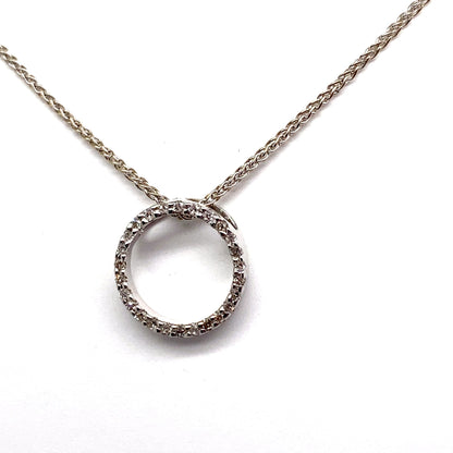 Christopher Fine Diamonds 14K WHITE GOLD  1/5 CT TW NATURAL ROUND BRILLIANT DIAMOND PETITE CIRCLE NECKLACE