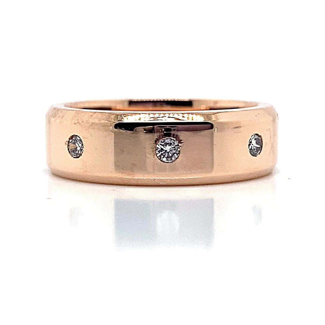 14K ROSE GOLD 1/3 CT TW NATURAL ROUND BRILLIANT DIAMOND MENS TAPERED BAND SZ 11 1/2