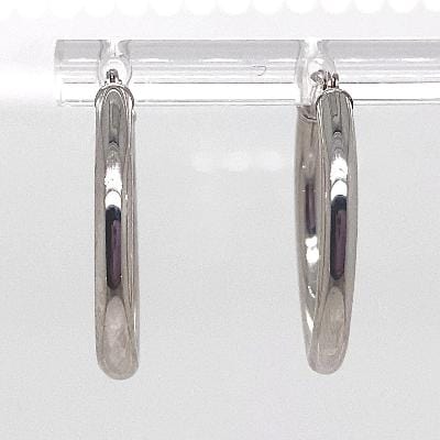 14K WHITE GOLD 22 MM TUBE HOOP EARRINGS