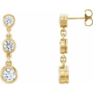 Earrings 14K Yellow Three-Stone Bezel-Set Earring Mountings
