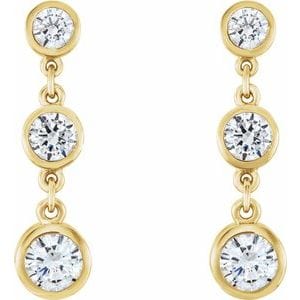 Earrings 14K Yellow Three-Stone Bezel-Set Earring Mountings