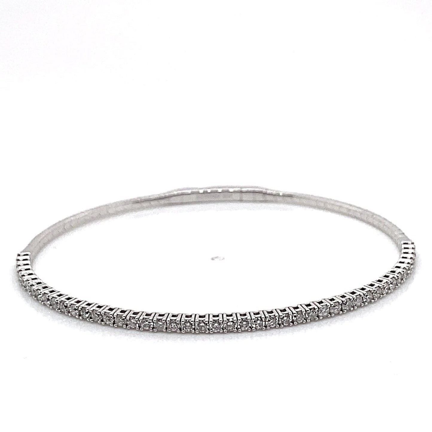 18K WHITE GOLD 1.01CT TW NATURAL DIAMOND FLEX BANGLE BRACELET